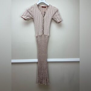 altuzarra knit henley short sleeve sweater dress in mauve Size XS